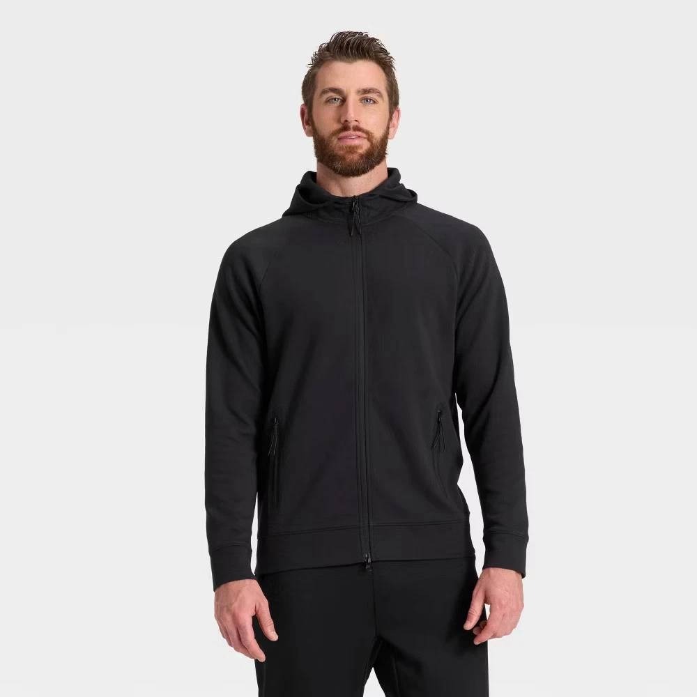 All in Motion Men's Size Small Ponte Full Zip Hoodie Sweatshirt‎ Black